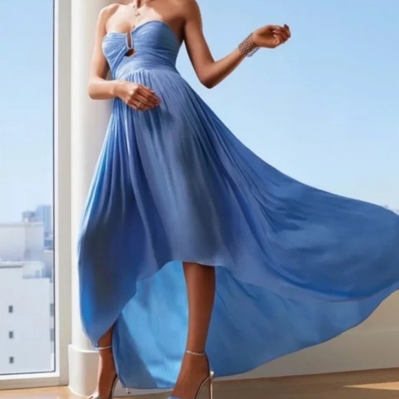 Ramy Brook Andi Strapless Cocktail dress in Spring Navy size XS High Low - Picture 2 of 6